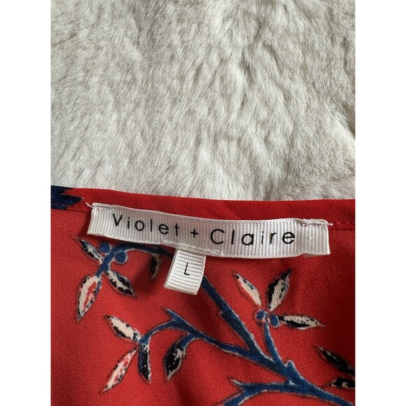 Violet & Claire Blouse Bell Sleeve Blouse Size Large Red Boho Office Peasant EUC - Picture 4 of 6